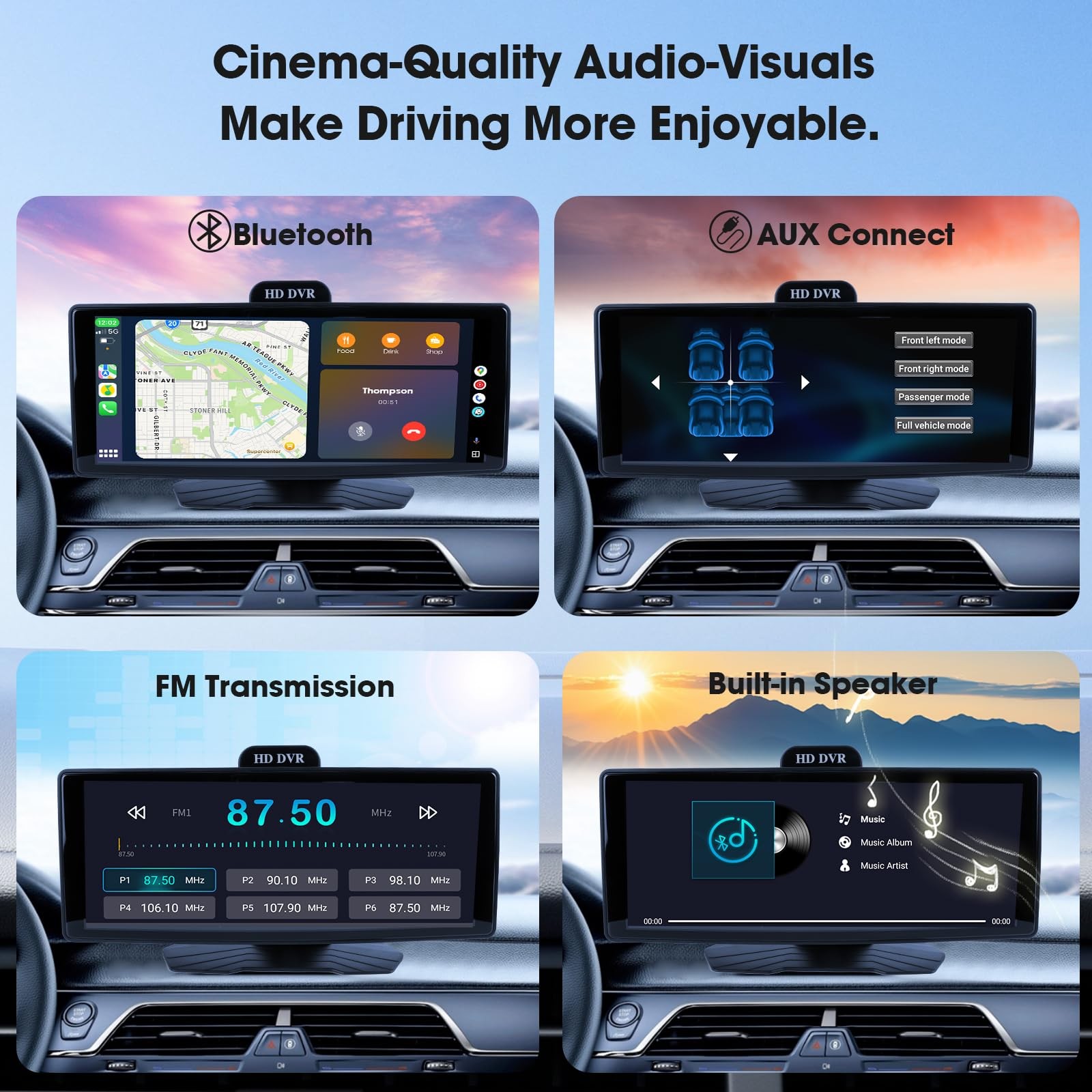 Haudio 9.3 Wireless CarPlay Android Auto Screen for Car, 10 Inch Portable Ca…