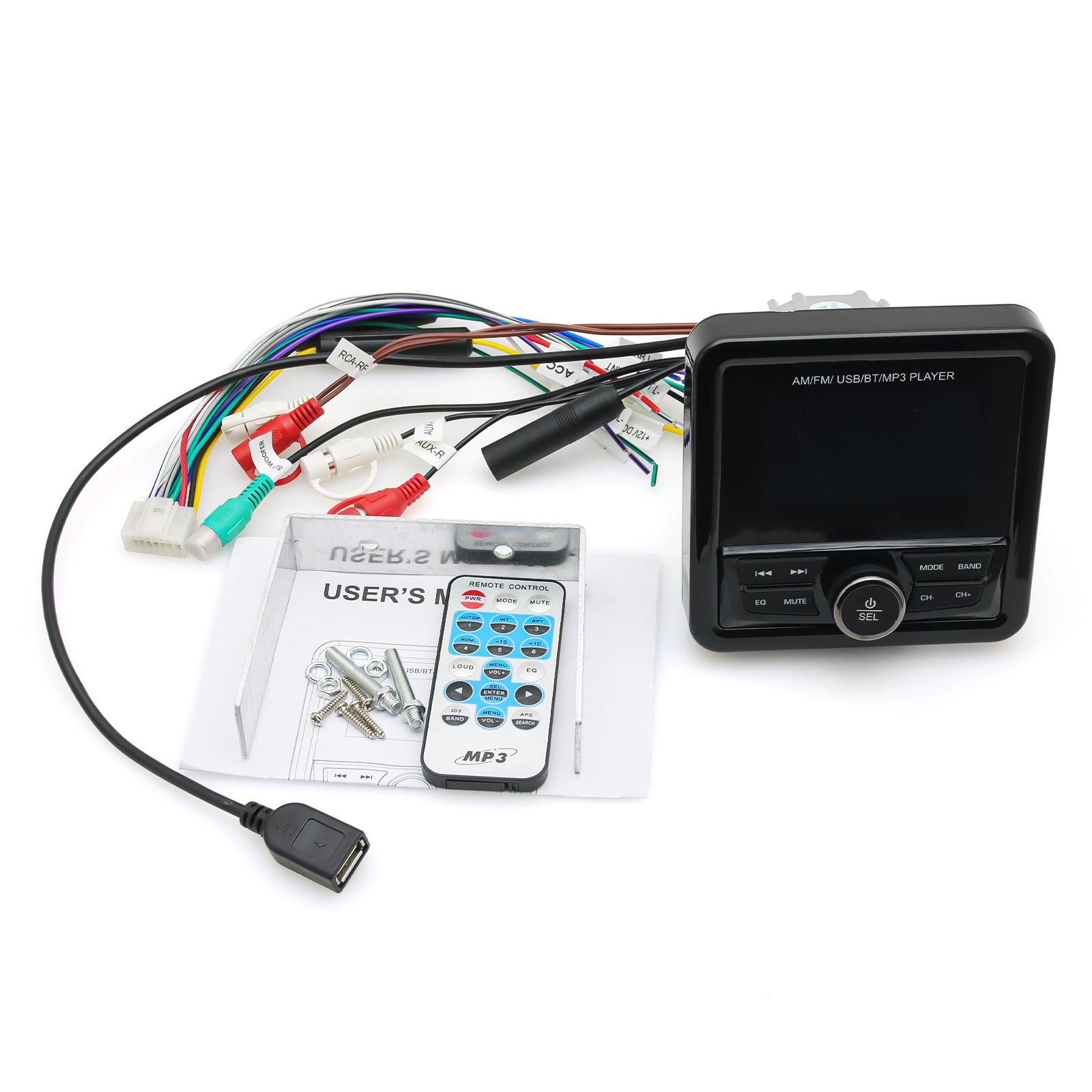 Marine Digital Media Receiver Bluetooth Waterproof LCD Display Boat Radio System