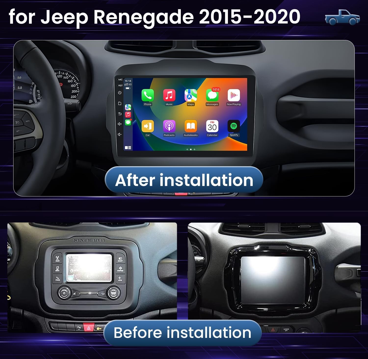 4/8Core 2/4G+32/64G Carplay Android Stereo Radio GPS For Jeep Renegade 2015-2020