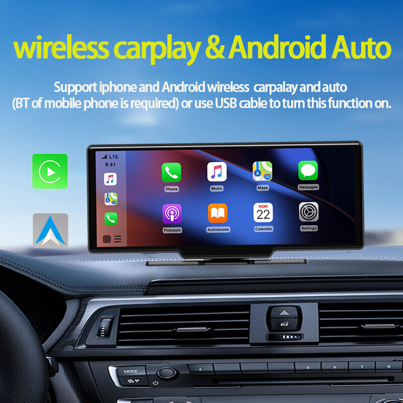 10″ Portable Car Stereo BT Radio Wireless Apple CarPlay Android auto Touchscreen