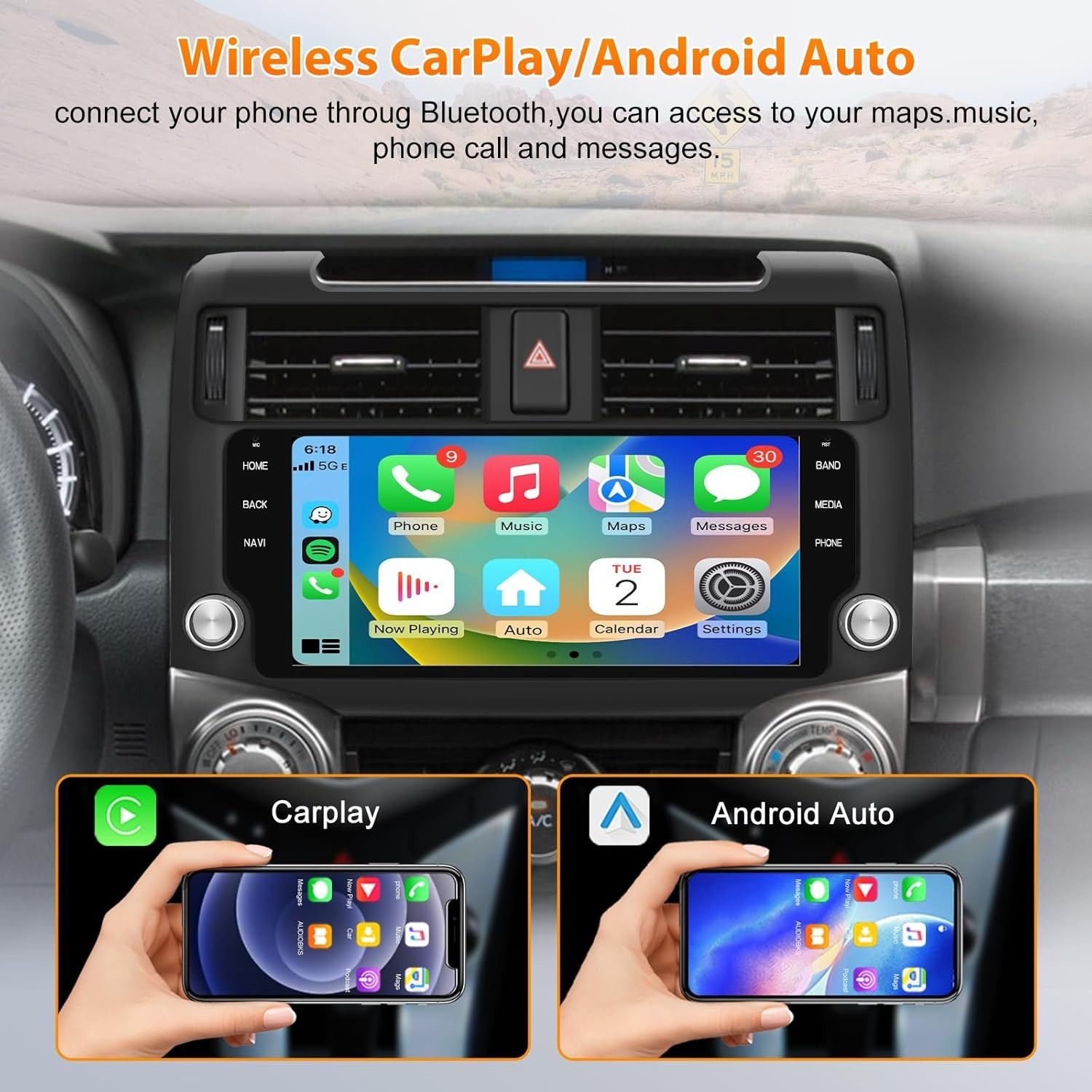 4GB+64GB Car Radio Stereo for Toyota 4Runner 2010-2023 Android 13