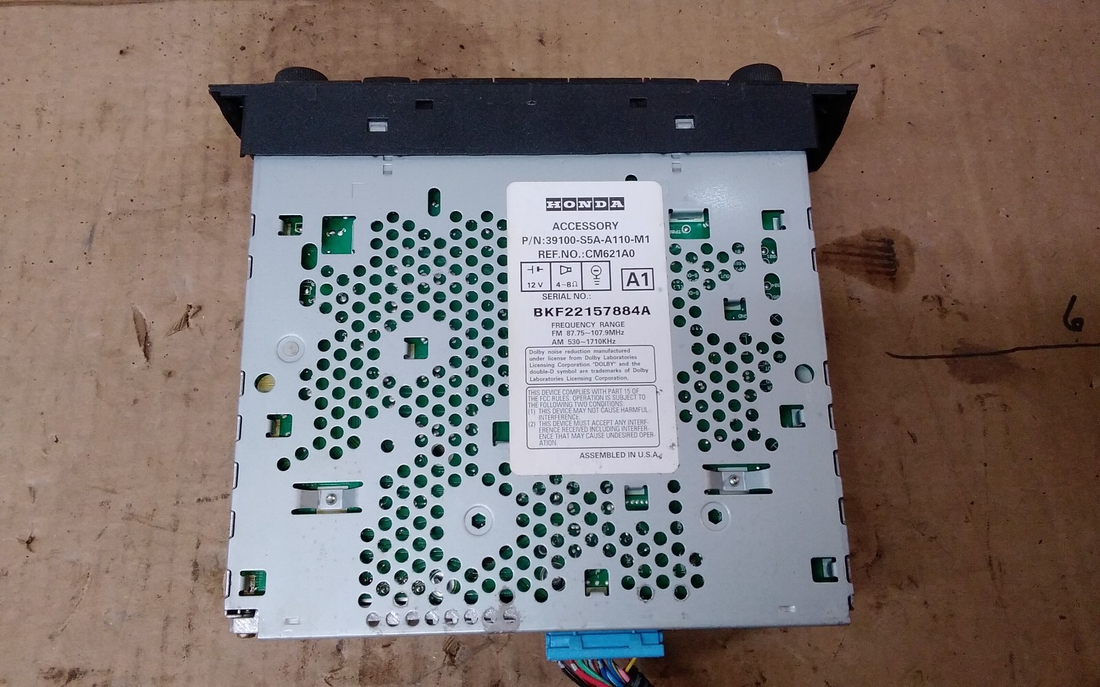 2002 HONDA CIVIC AM/FM CASSETTE RADIO ID- 39100-S5A-A110-M1 HD