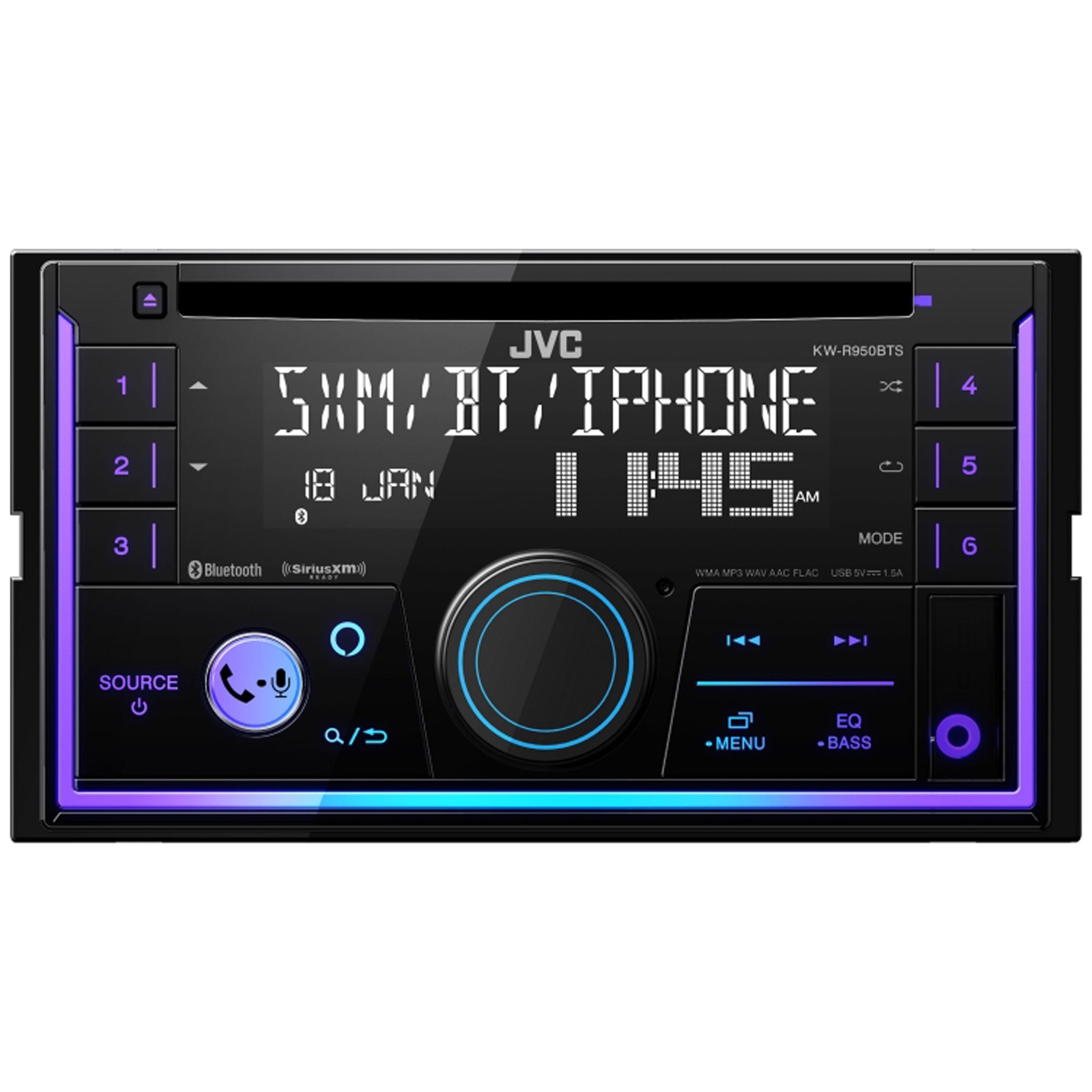 JVC KW-R950BTS 2-DIN CD Receiver BT/USB/XM/Alexa EQ/SW Ctrl