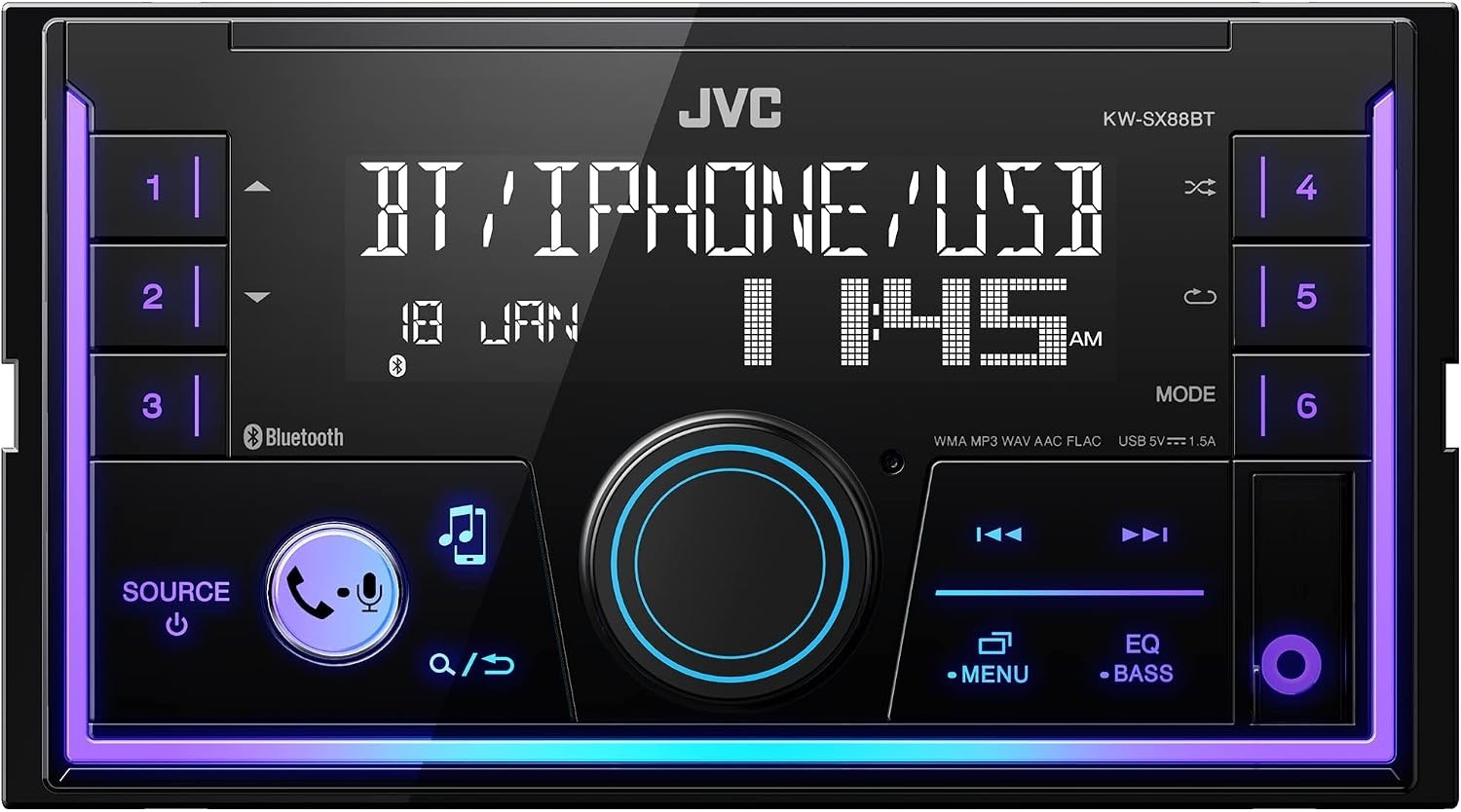 KW-SX88BT Double DIN Car Stereo Bluetooth 200W Receiver 13-Band EQ USB Spotify