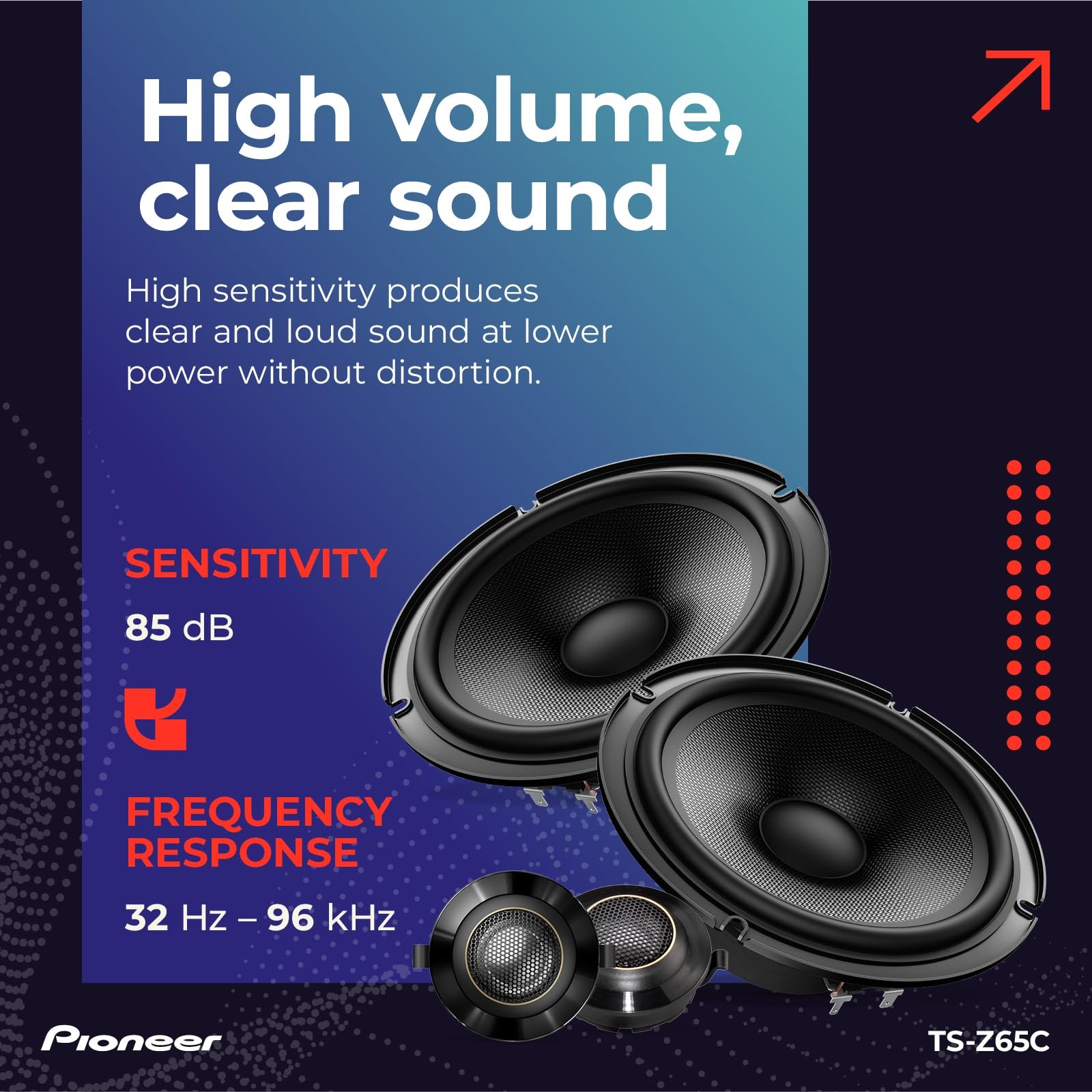 Pioneer TS-Z65C 330W 17cm 2-Way Component Speaker System