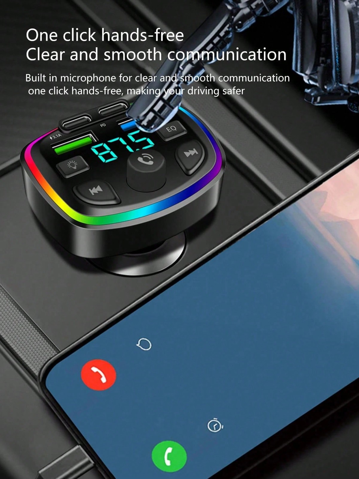 Bluetooth 5.0 FM Transmitter Car MP3 Player QC3.0 Dual USB Fast Charging Audio