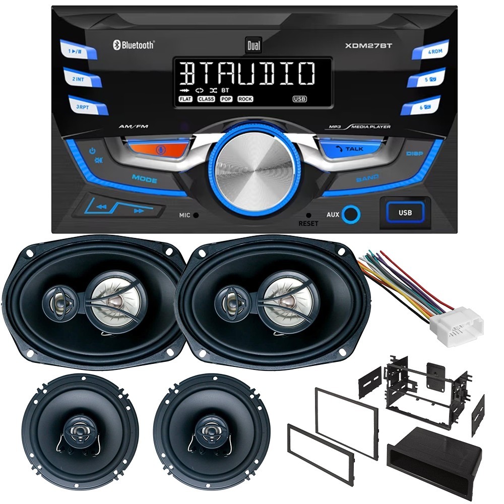 Dual XDM27BT AM/FM Radio Car Stereo & Speakers set for 1998-2002 Honda Accord