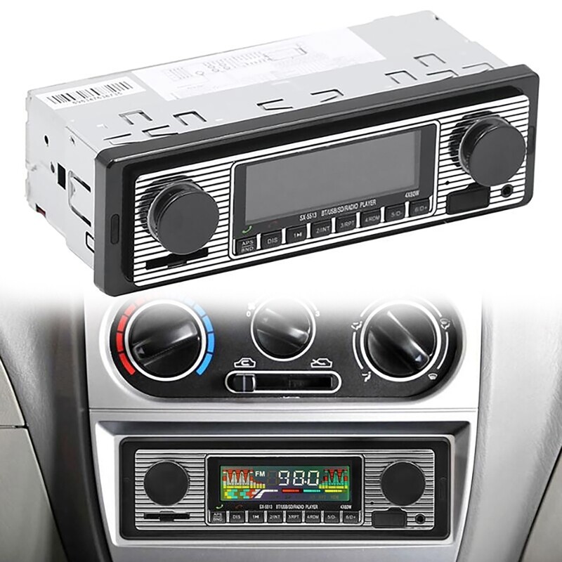 Vintage Car FM Radio MP3 Player bluetooth USB Classic Stereo Audio Receiver AUX