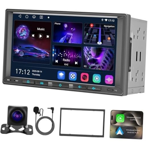 7inch Android Double DIN Car Stereo, Wireless 7inch Android 8Core 4+32GB