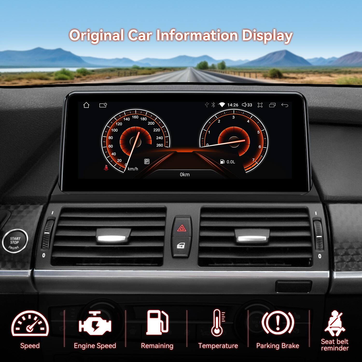 10.25″ Android 12 Car GPS Radio Stereo Navi 64G BT for BMW X5 X6 E70 E71 CIC CCC