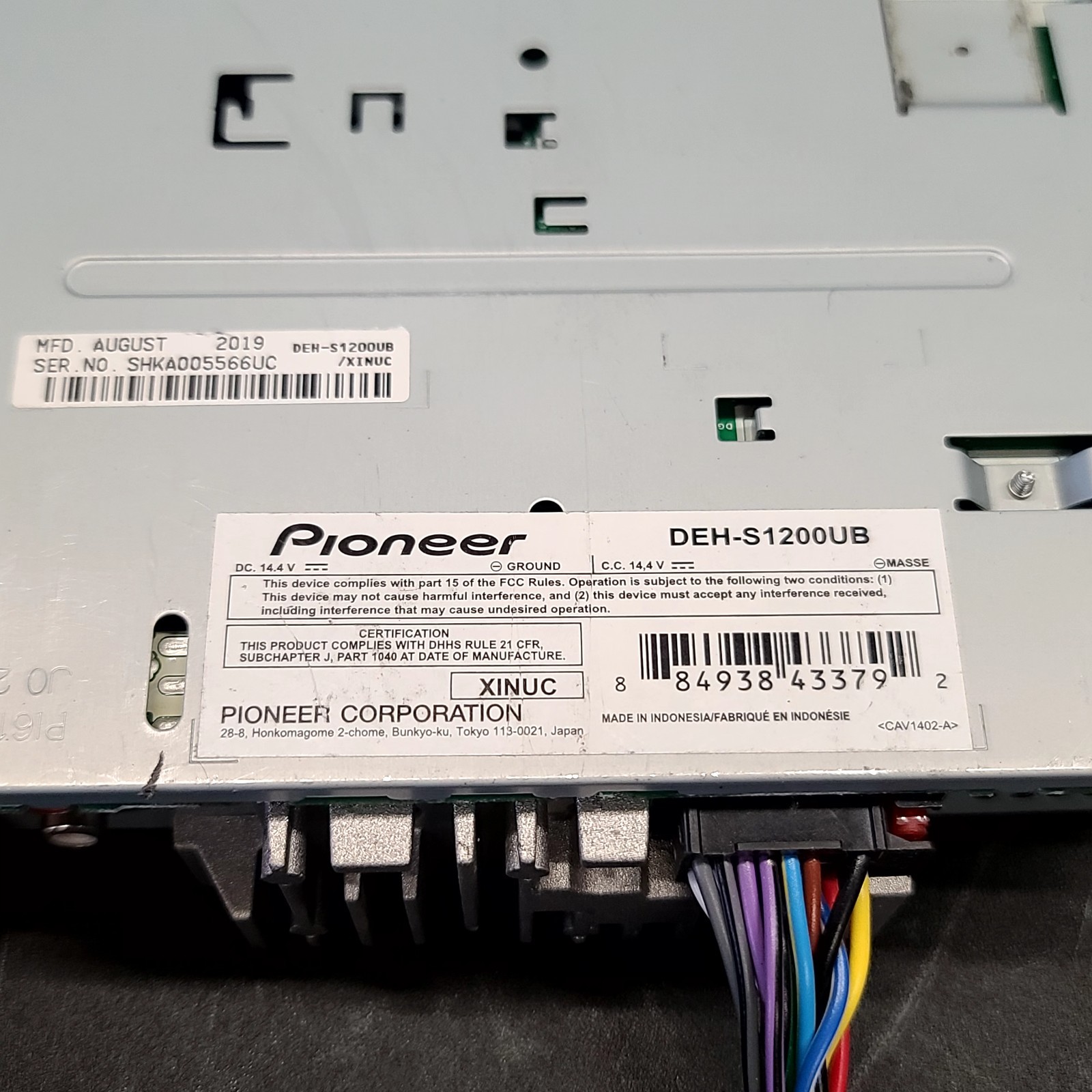 PIONEER DEH-S1200UB SINGLE DIN, USB, AUX, CD PLAYER