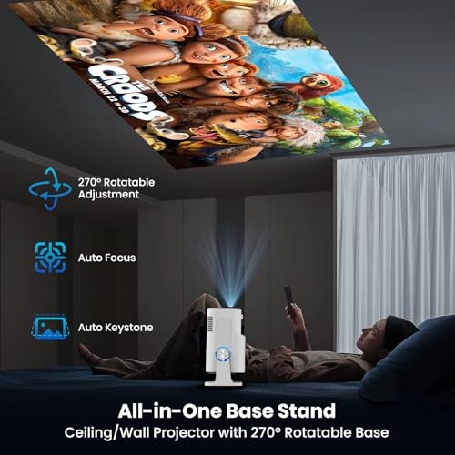 4K Smart Projector [Auto Screen Correction & 3D Audio WhaleTV (Black-and-white)