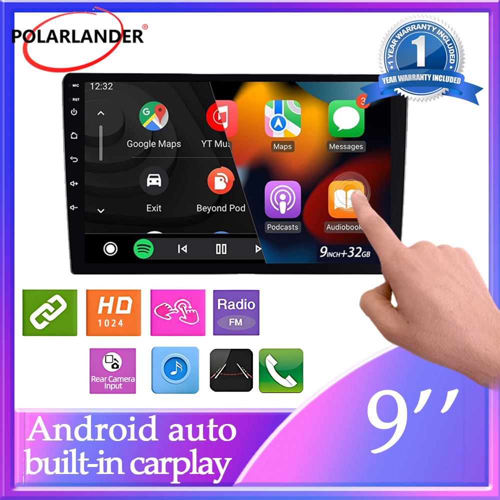 Car Radio HD Touchscreen 2+32G 9″ Wireless CarPlay Android Auto GPS Double Din