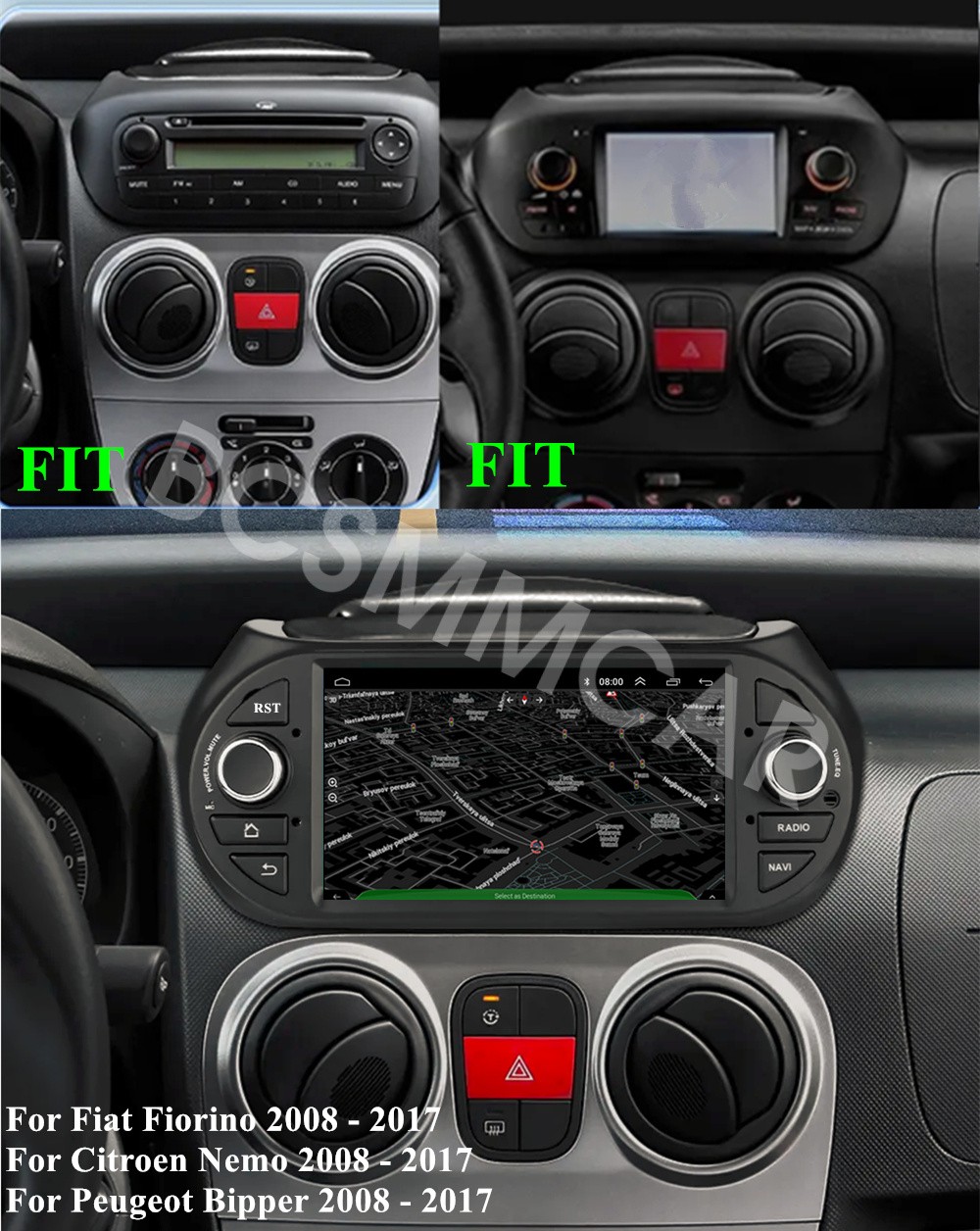 7″ Stereo Radio GPS Navi 4+32GB Fit For Citroen Nemo 2008-2017 For Apple Carplay