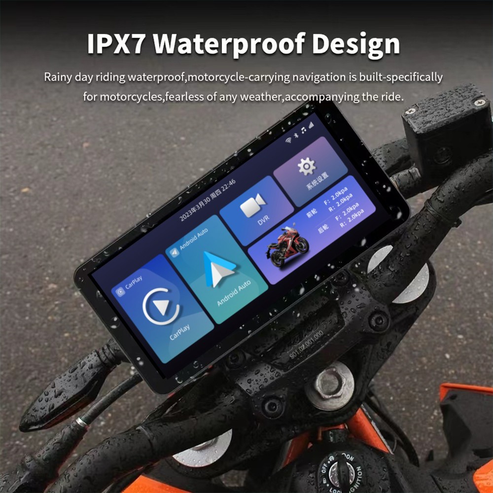 6.3″ Touch Screen Motorcycle Apple CarPlay Android Auto GPS Navi BT Waterproof