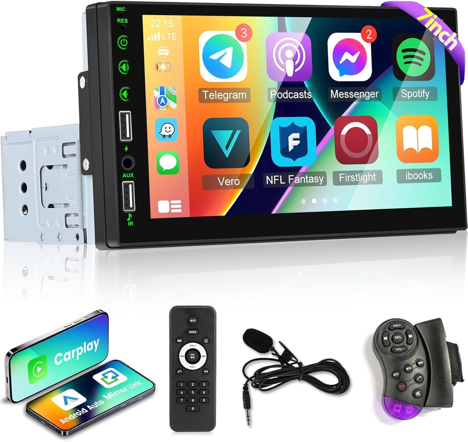 Touchscreen Car Stereo with Mirror Link, Bluetooth & Rear View Camera Support