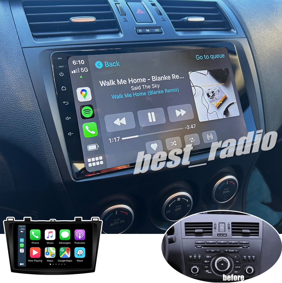 Apple Carplay For 2010-2013 Mazda 3 Android 13 Car Stereo Radio GPS BT Navi Wifi