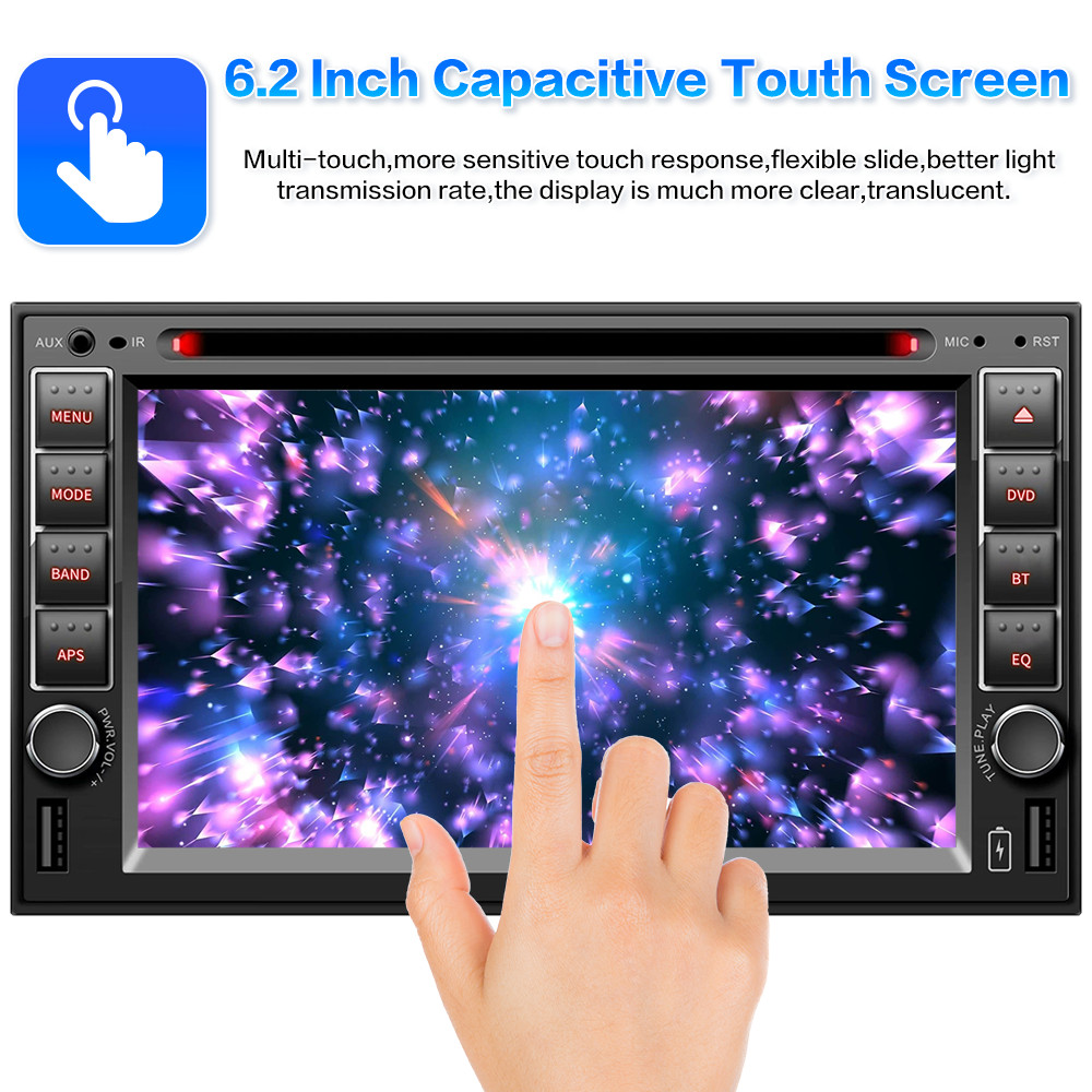 6.2” 2Din Auto-Stereo-CD-DVD-Player Wireless Carplay Android Auto GPS Navi AM