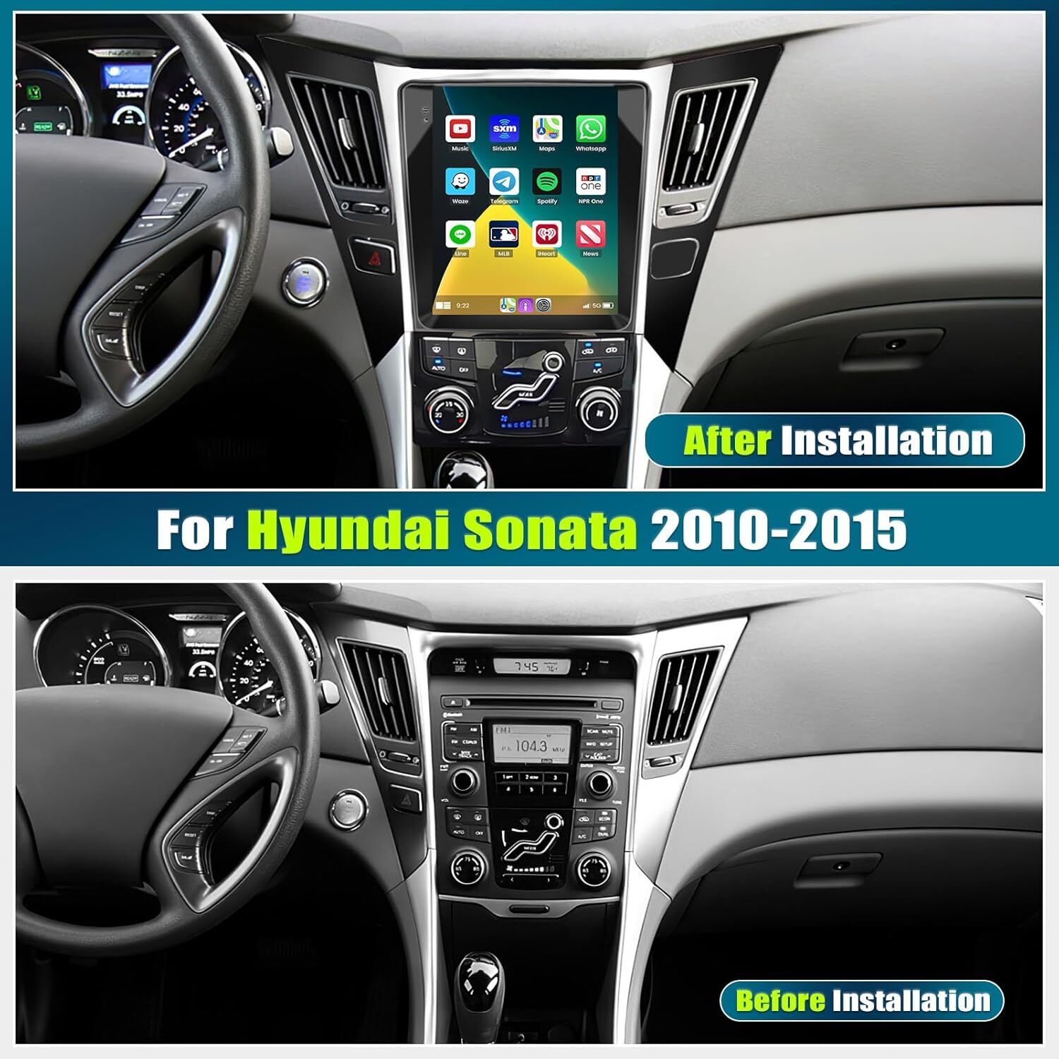 32GB Android 13.0 Carpaly Car Stereo Radio GPS Navi For Hyundai Sonata 2010-2015