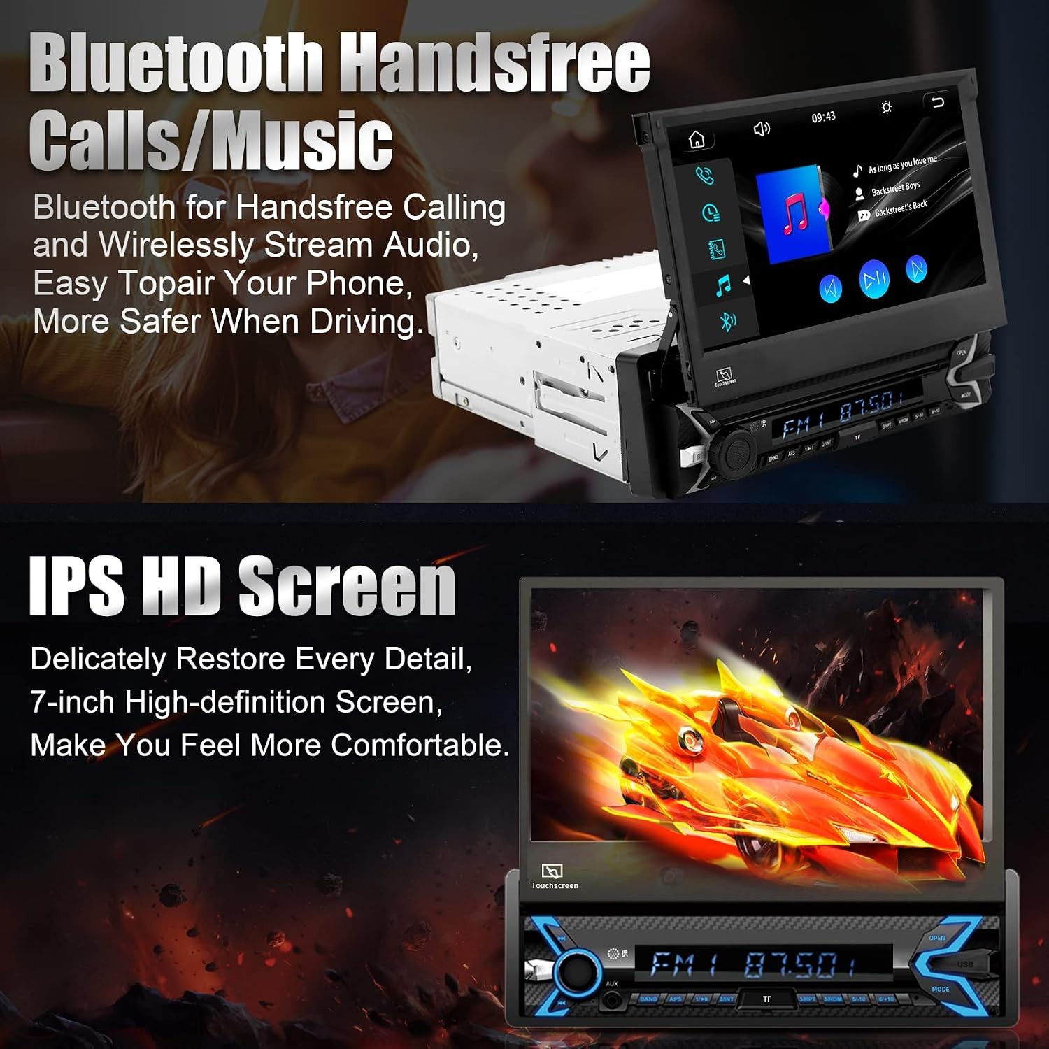 (Upgrade) Double Din Car Stereo Compatible with Apple Carplay & Android Auto,…