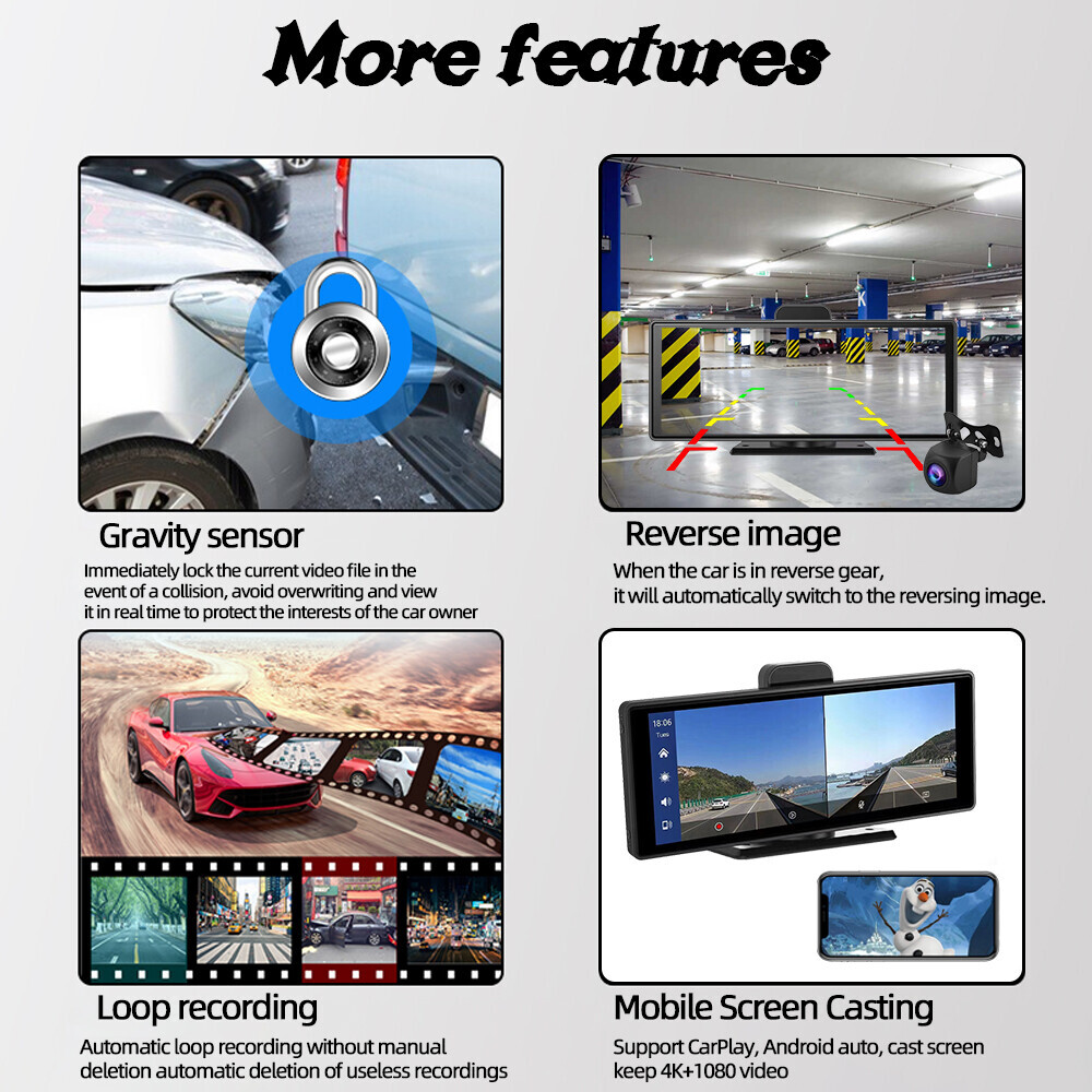10 inch Android Auto CarPlay Car Radio Stereo Mirror Link Bluetooth Touch Screen