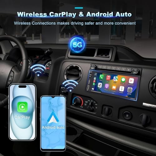 Single Din 7 inch IPS Touchscreen Car Stereo with CarPlay, Bluetooth, Backup Cam