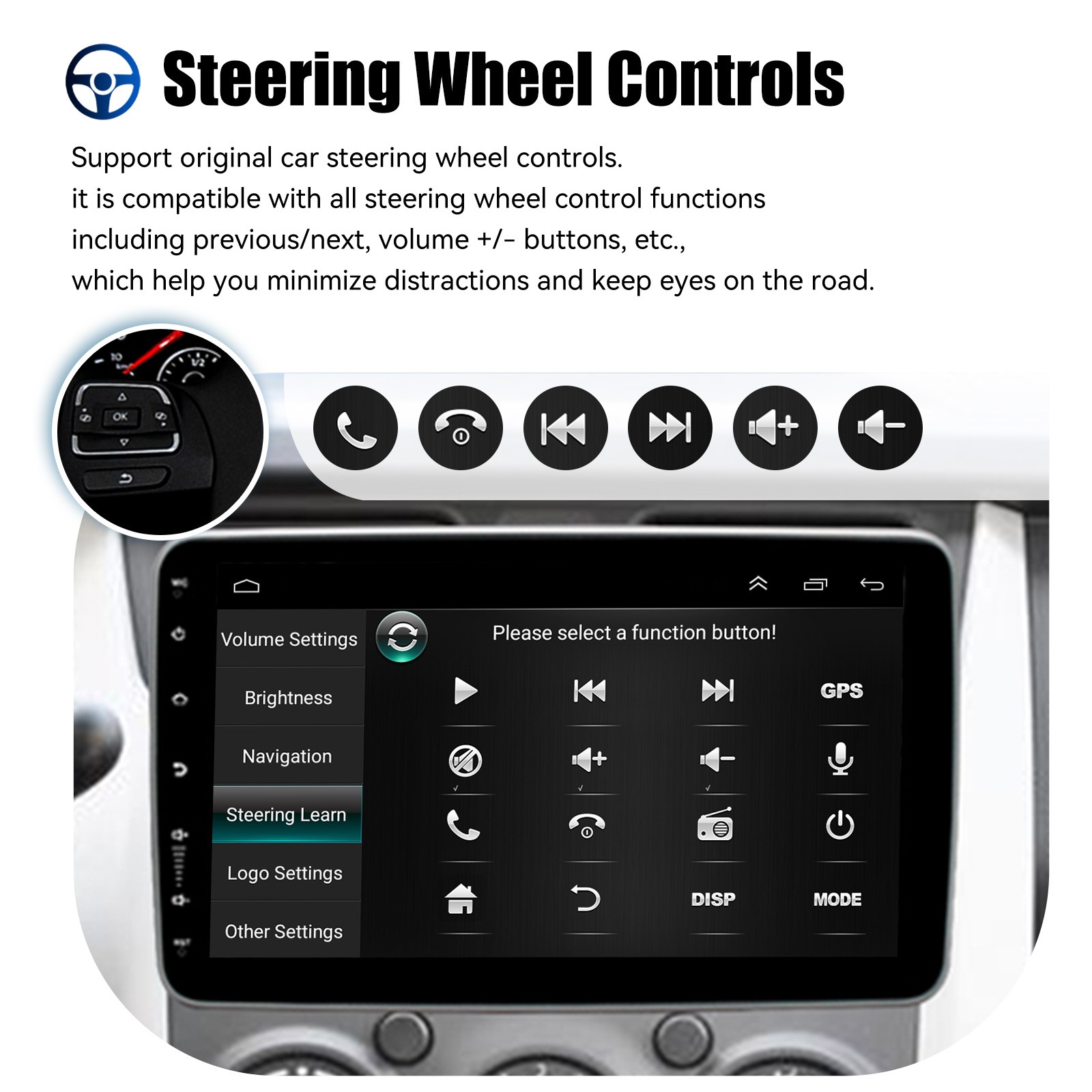 10.1 inch Touch Screen 1 DIN Android 13 Rotatable Car Stereo Radio GPS Navi Wifi