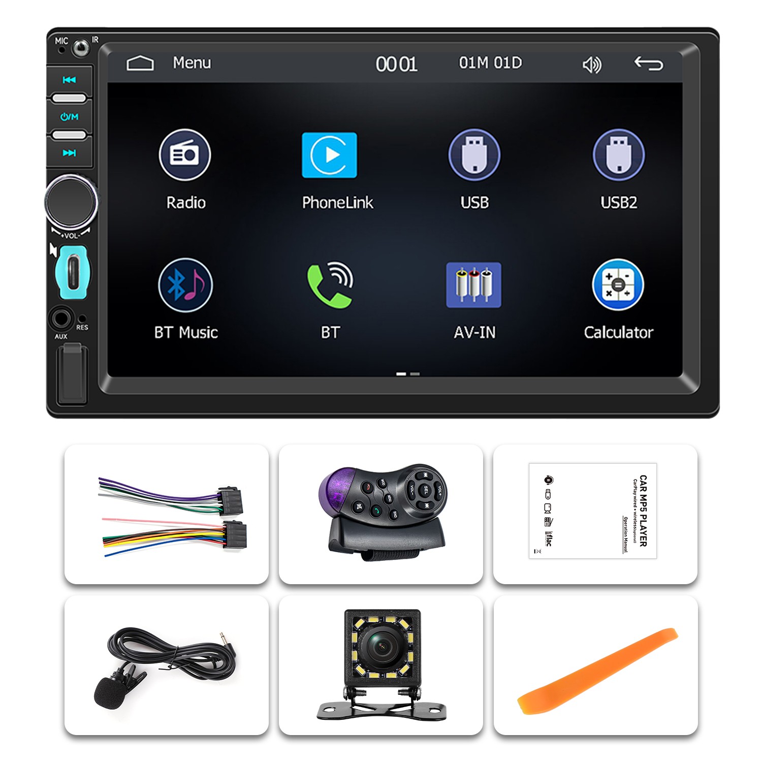 Double 2Din 7″ Touch Screen Stereo Bluetooth Radio Car Apple/Android Carplay GPS