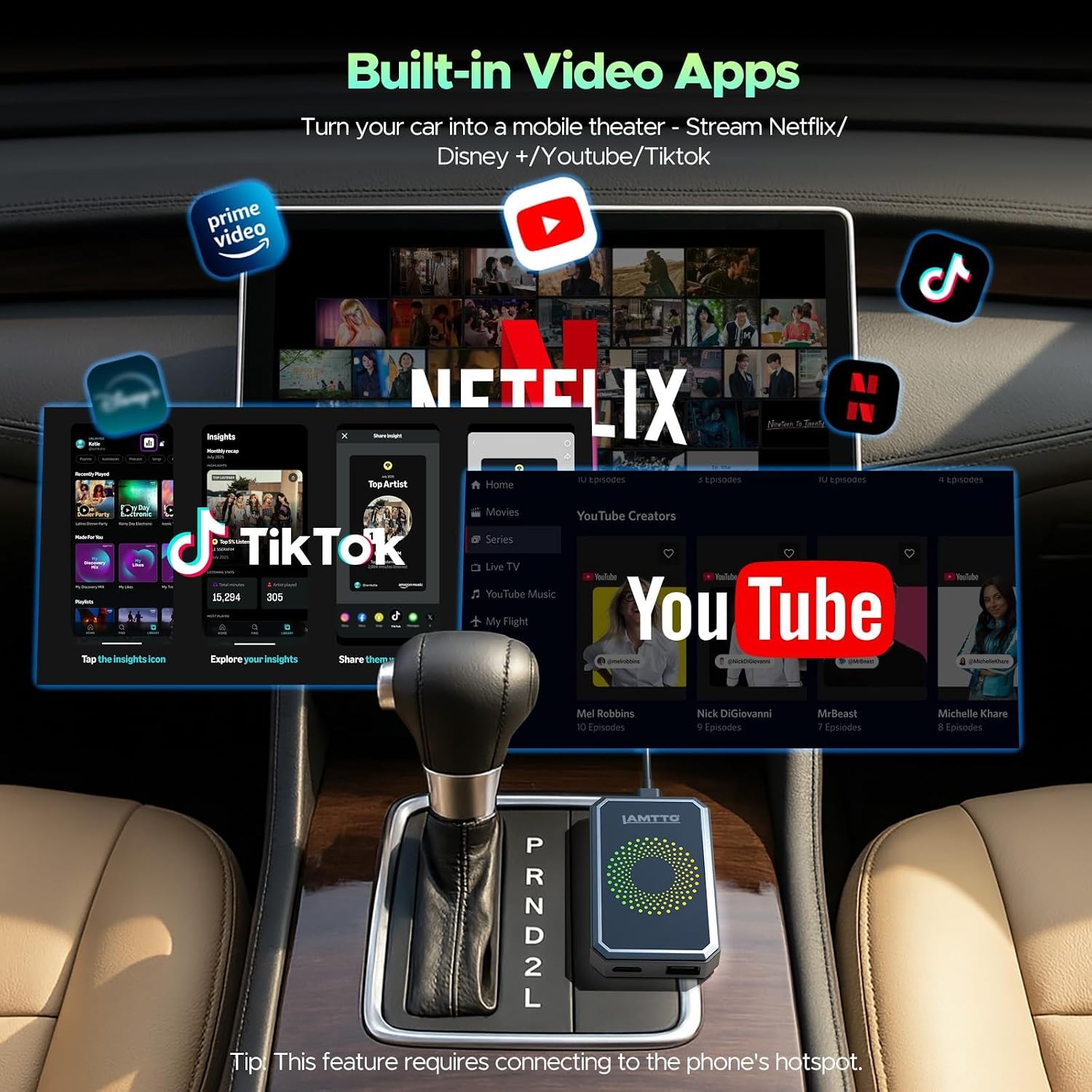 Wireless AI box CarPlay Android Auto WIFI Adapter Converter w/ Netflix YouTube
