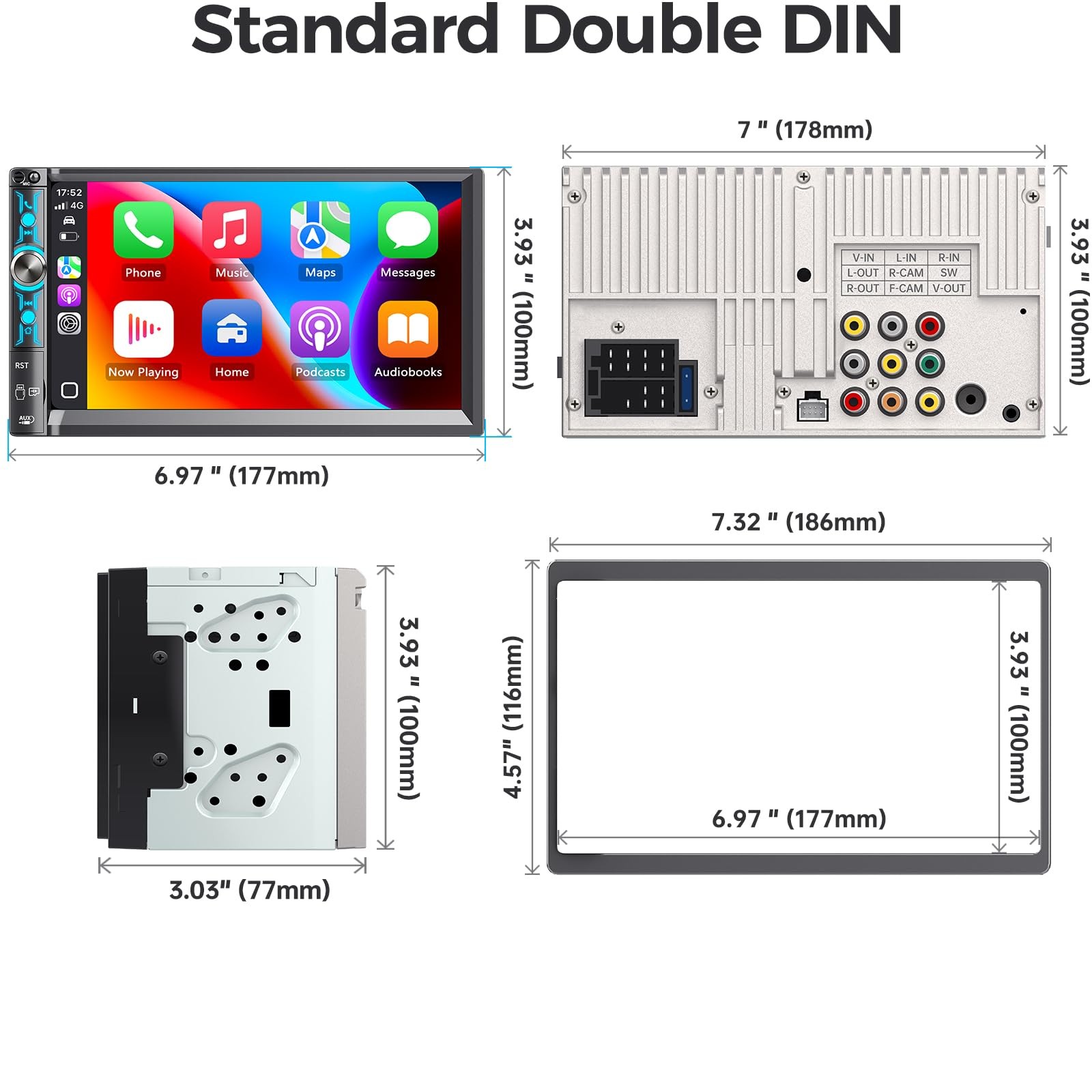 7″ Double Din Car Stereo with Wireless Apple CarPlay & Android Auto, Bluetoot…
