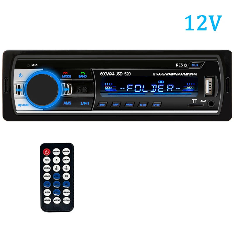 1 DIN Car Stereo Radio Bluetooth MP3 Player 60Wx4 USB SD AUX FM Receiver In-Dash