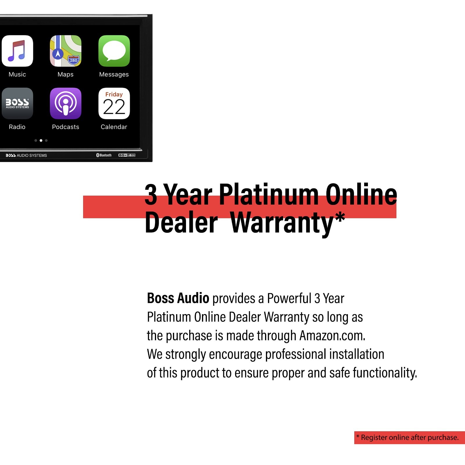 Double Din Car Stereo 7″ Touchscreen – Apple CarPlay, Android Auto, Bluetooth, A