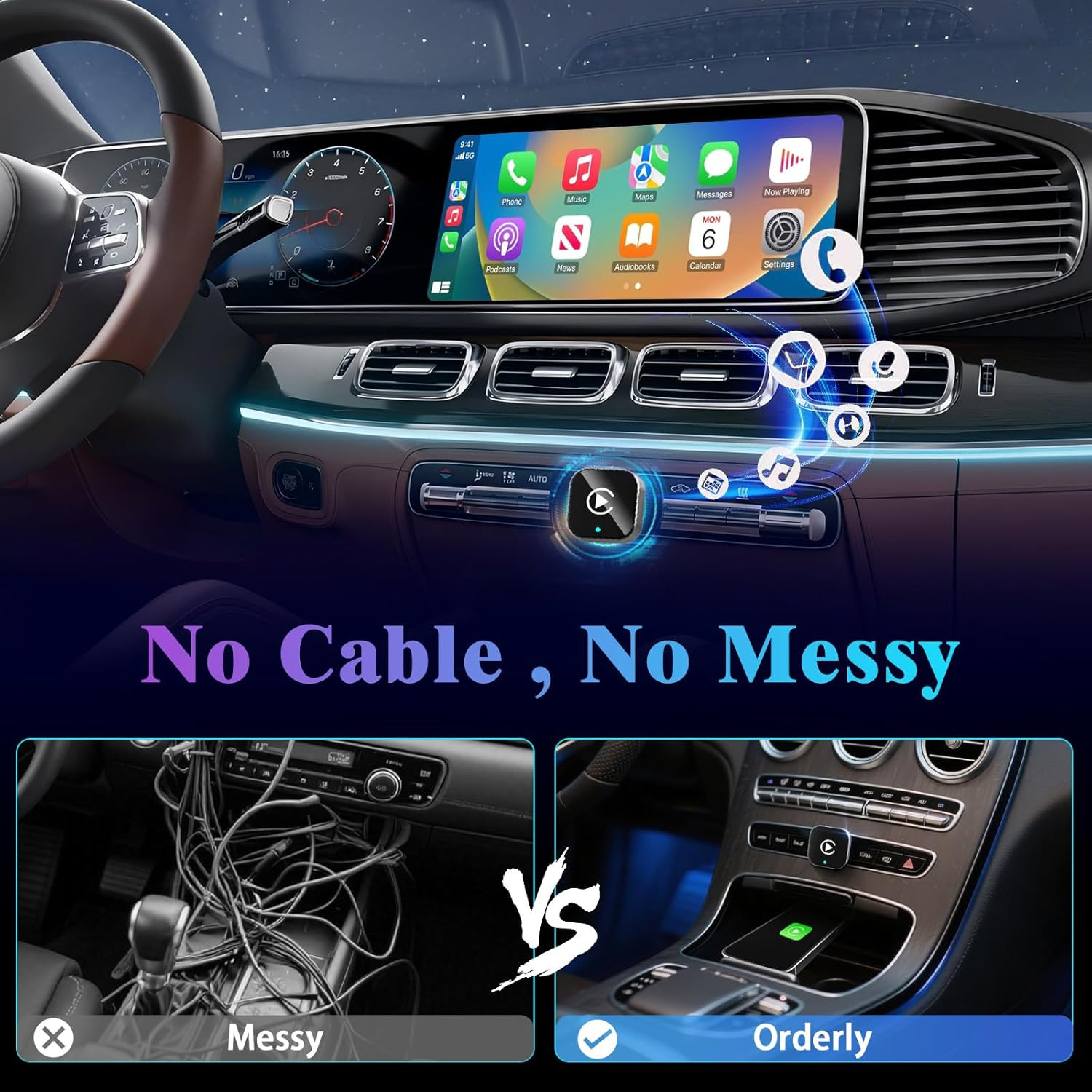 2026 Wireless CarPlay Adapter Upgrade Wired CarPlay to Wireless, Mini USB Design