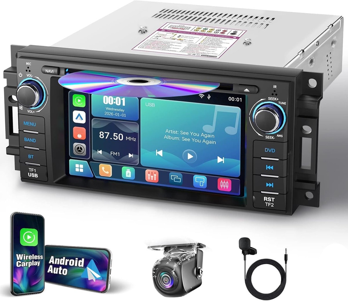 Car Radio CD/DVD Player for Dodge RAM 1500 2500 3500 2009 2010 2011 12 CarPlay
