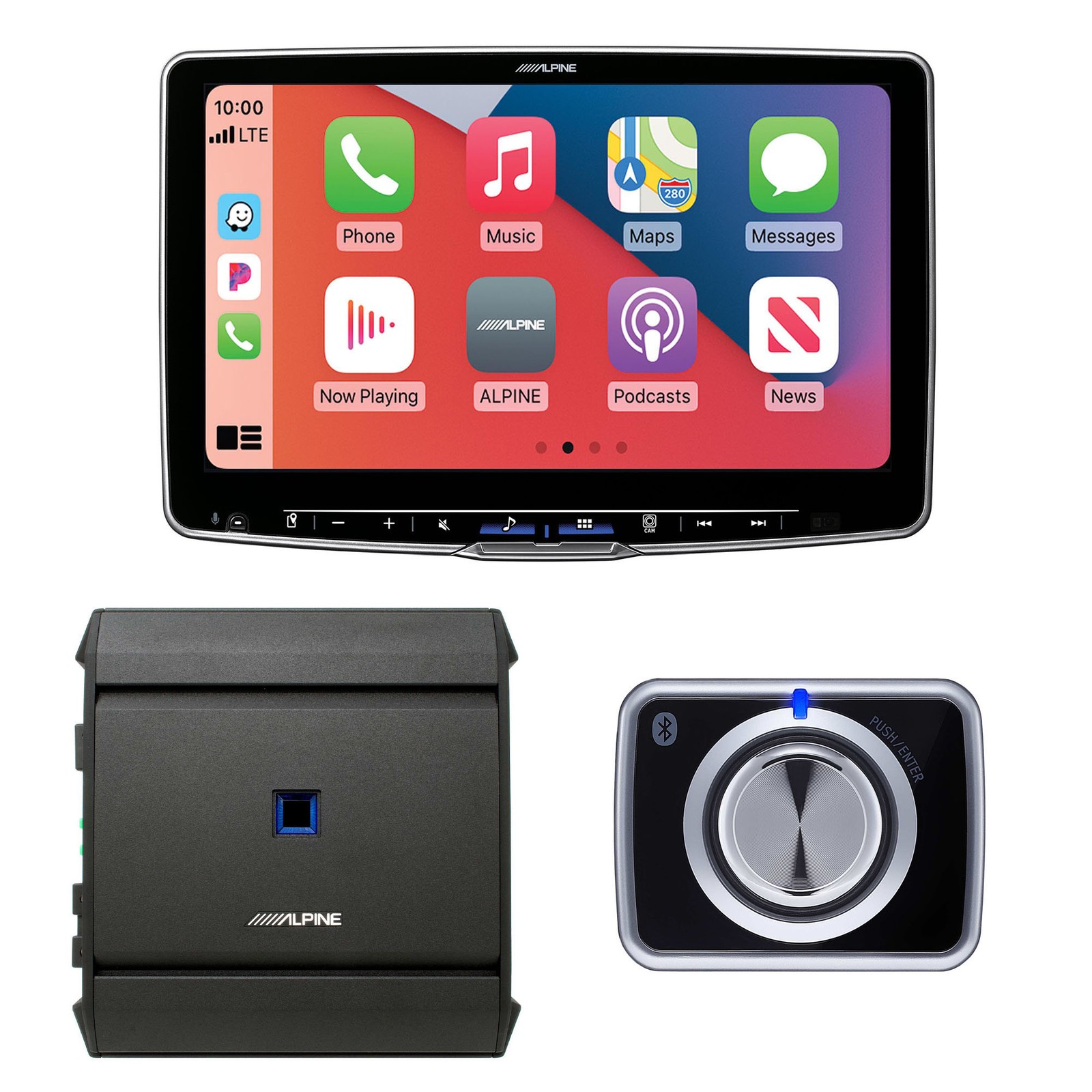 Alpine Halo11 ILX-F511 CarPlay/Android Auto Receiver + amp & knob
