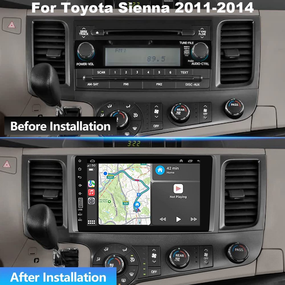 For Toyota Sienna 2011 2012 2013 2014 AM/FM Radio Bluetooth MP5 Player CarPlay