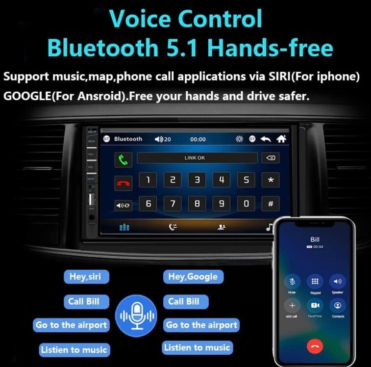 Naifay Car Stereo 7 Inch HD Touchscreen Double Din Car Stereo Apple & Android