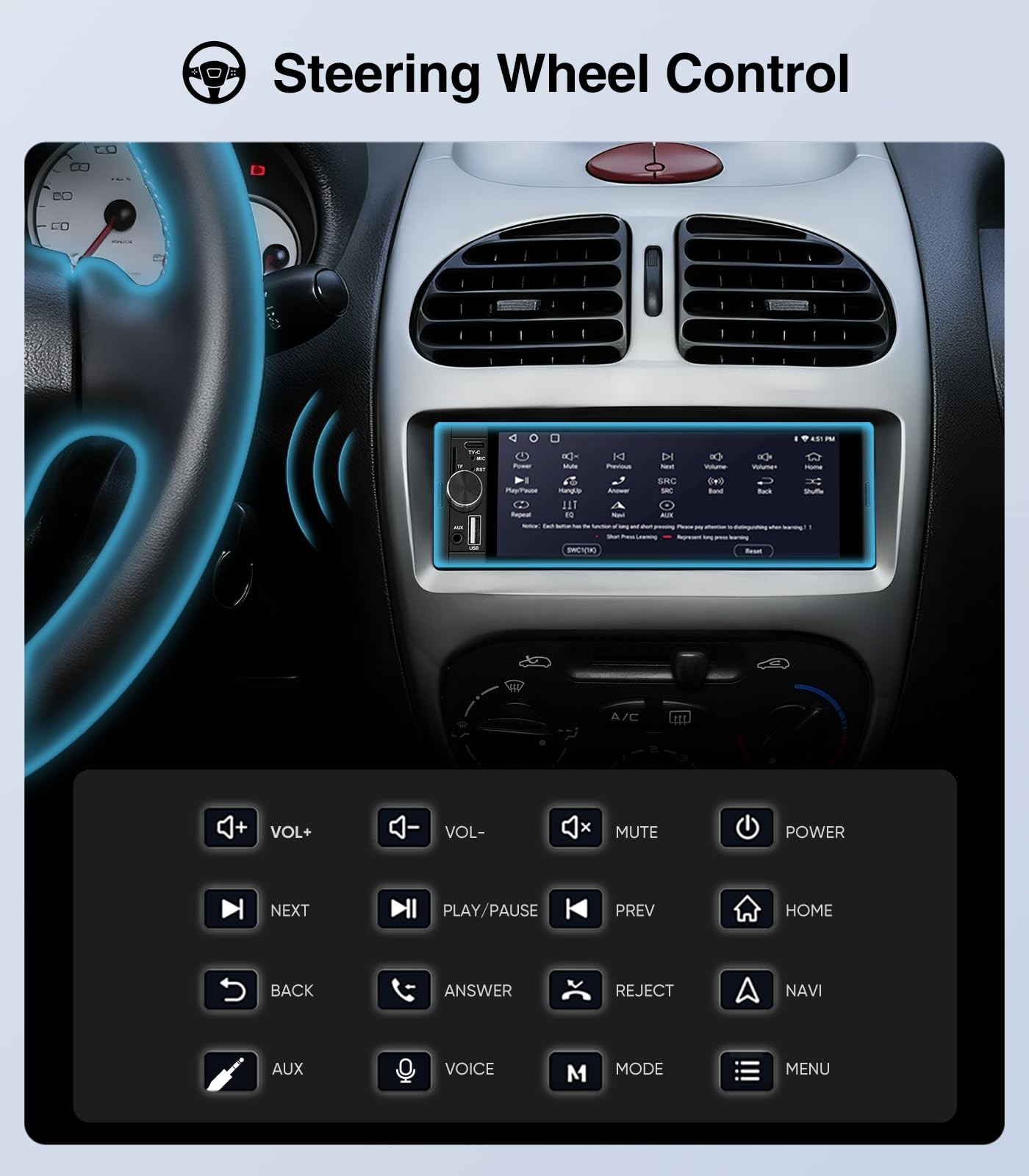 AINAVI 6.36 Inch Single Din Touchscreen Car Stereo Carplay Android Auto SWC/F…