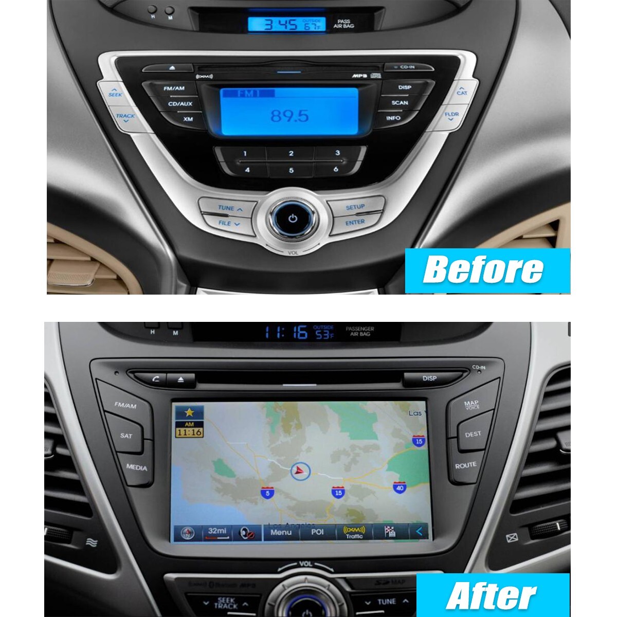 Multimedia Carplay For Hyundai Elantra 2011-2013 Car Radio Stereo GPS Navi US