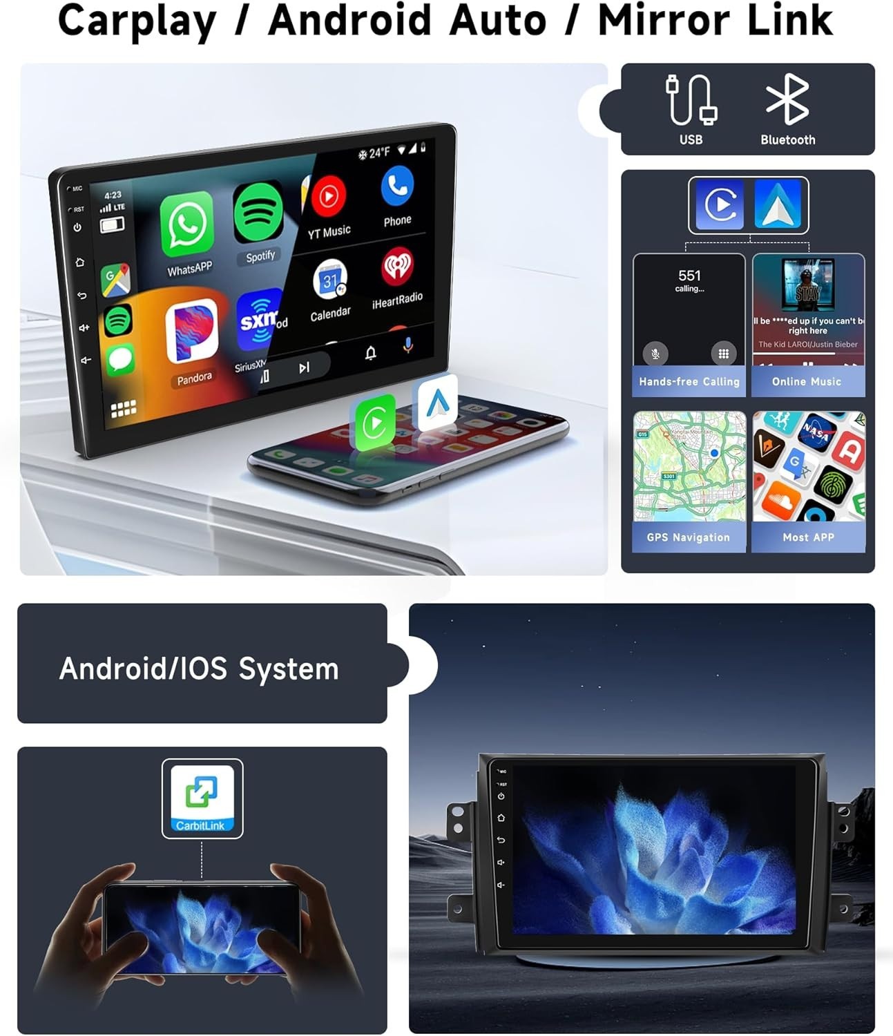 9″ 64GB For SUZUKI SX4 2006-2013 Android Apple CarPlay Radio Stereo GPS Navi NEW