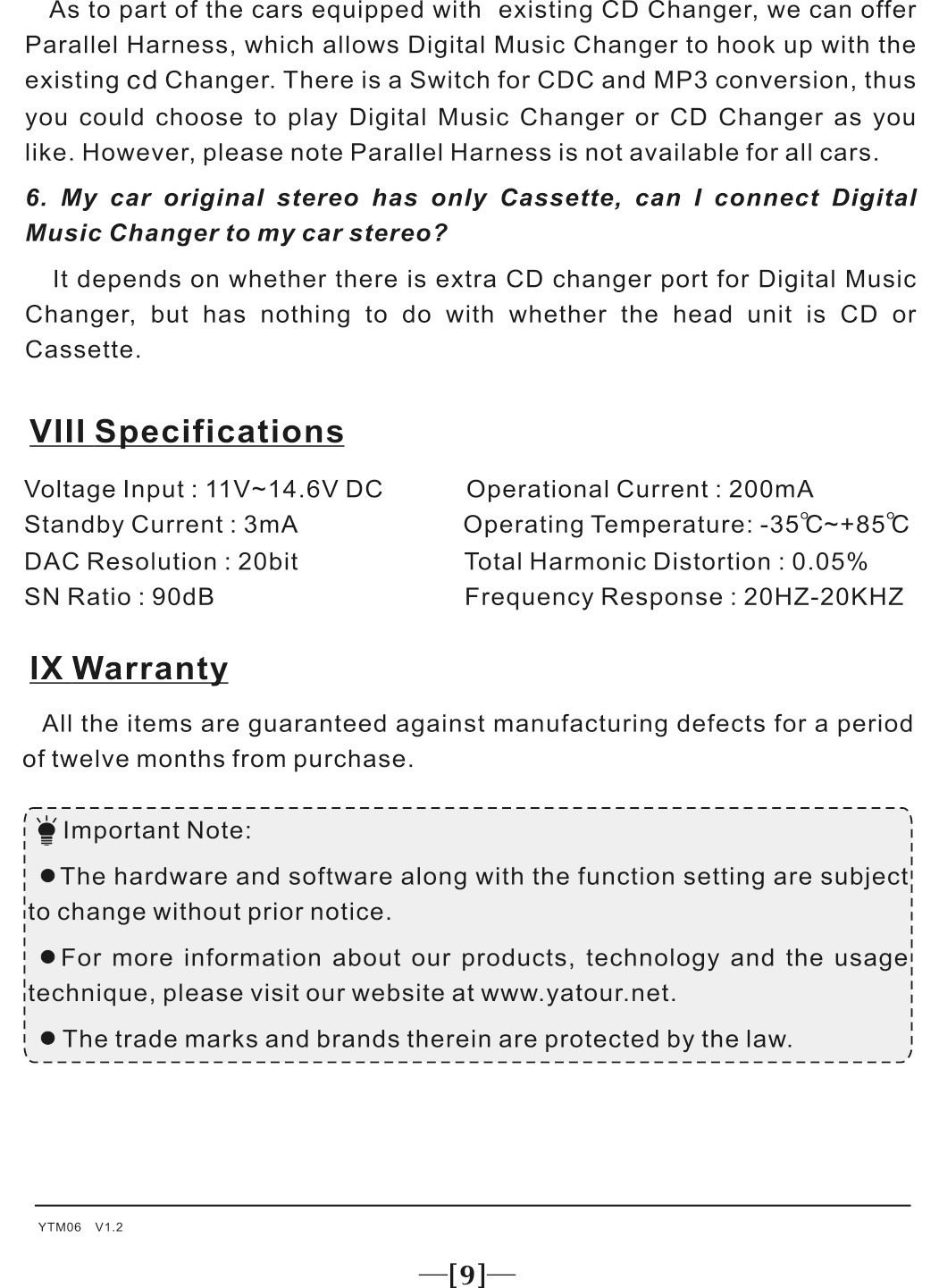 Yatour M06 Digital Music Changer For Alpine AI-NET IDA/TDA/CDA-78XX Series Radio