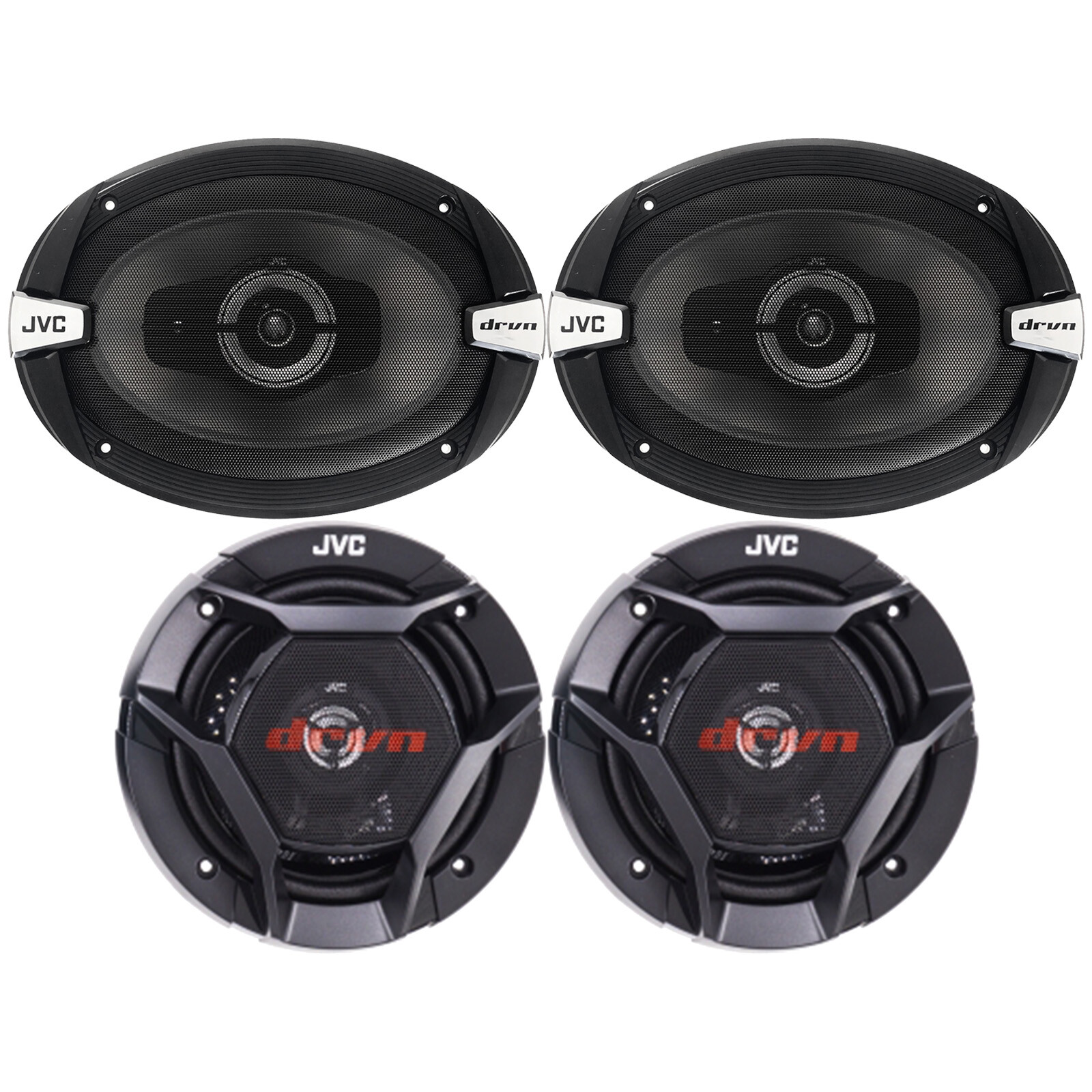 JVC 6″x9″ 500W 3 Way Coaxial + 6.5″ 300W Car Audio Speakers System – 4 Speakers
