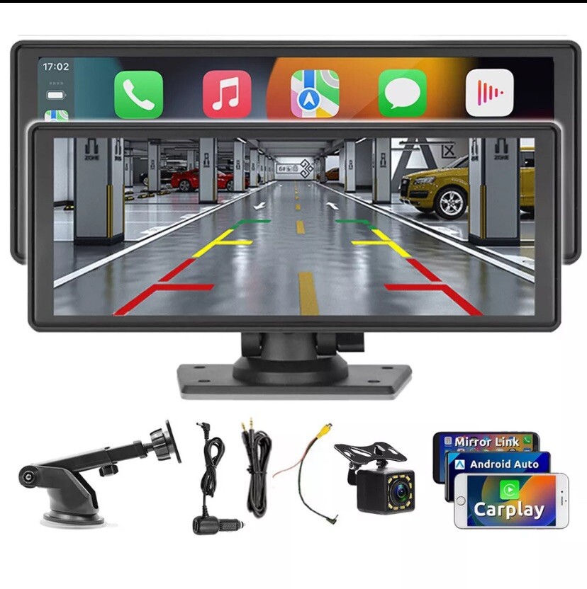 Portable Wireless Carplay 9.3″ Bluetooth Touch Screen Car Stereo FM Radio CAM