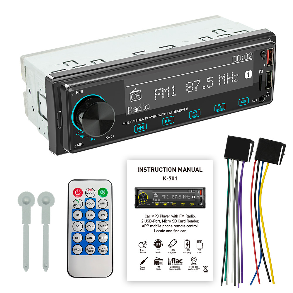 1Din Bluetooth Radio Car MP3 Player Stereo Head Unit Dash Audio Remote Control