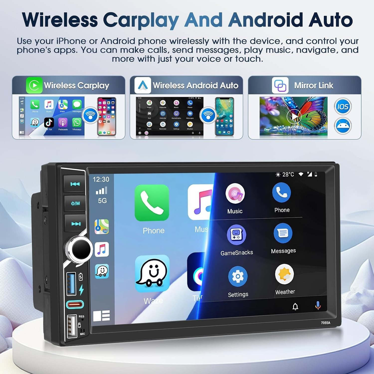 7 Inch 8 Core [4+64G] Double Din Car Stereo Radio Touch Screen Bluetooth Audi…