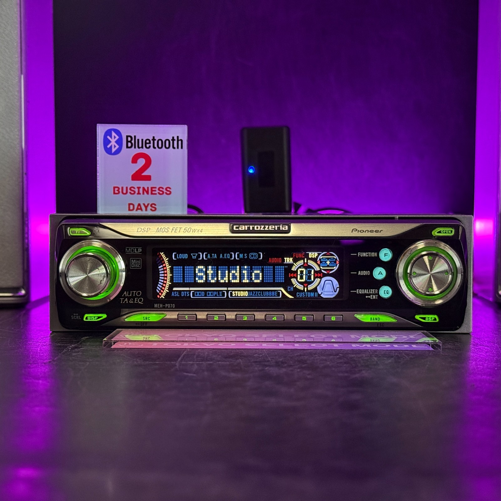 Pioneer Carrozzeria MEH-P070 Car Audio MD Player 1DIN DSP Added Bluetooth Stock