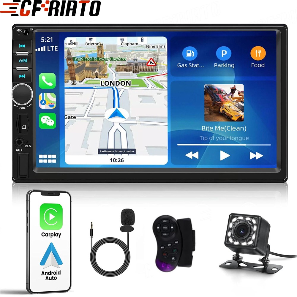 Double 2 Din 7” Car Stereo Touch Screen Car Radio Apple CarPlay Android Auto GPS