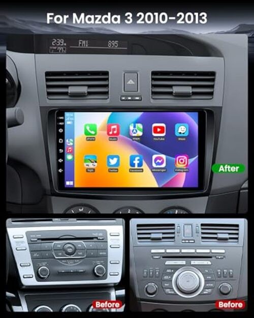 Car Radio Stereo for Mazda 3 2010-2013: 9 Inch Touchscreen with Carplay 9.2Inch