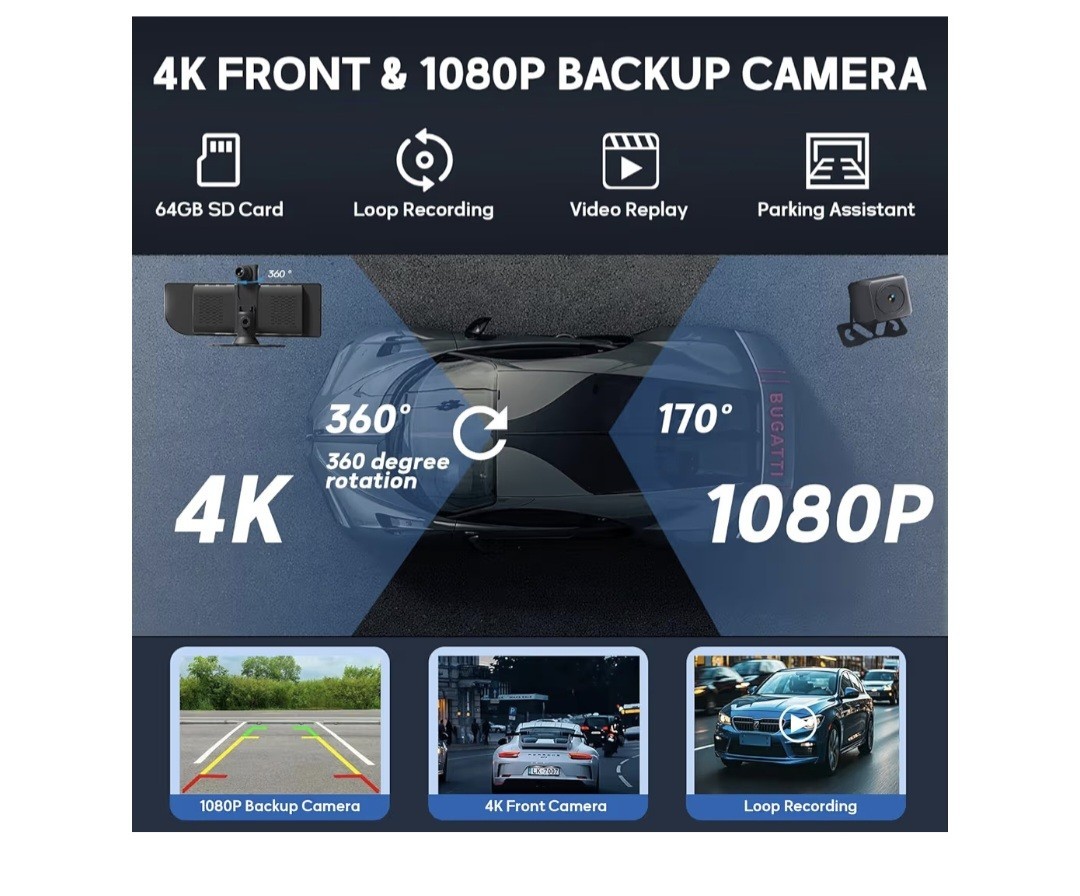MINQO 10.26” Car Mp5 Player Touchscreen Wireless CarPlay Android Auto DVR