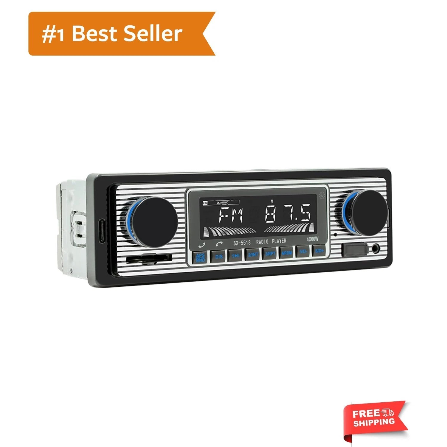 Classic Single Din Car Radio with Bluetooth, Car Stereo FM Radio Receiver, Ha…